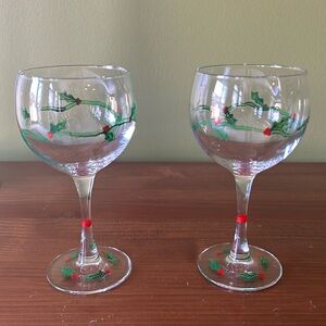 Hand Painted Holiday Wine Glasses